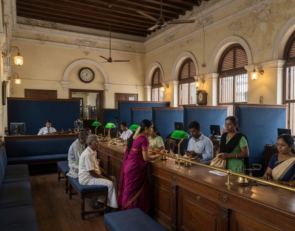 Customers being served at a TNSC Bank branch counter