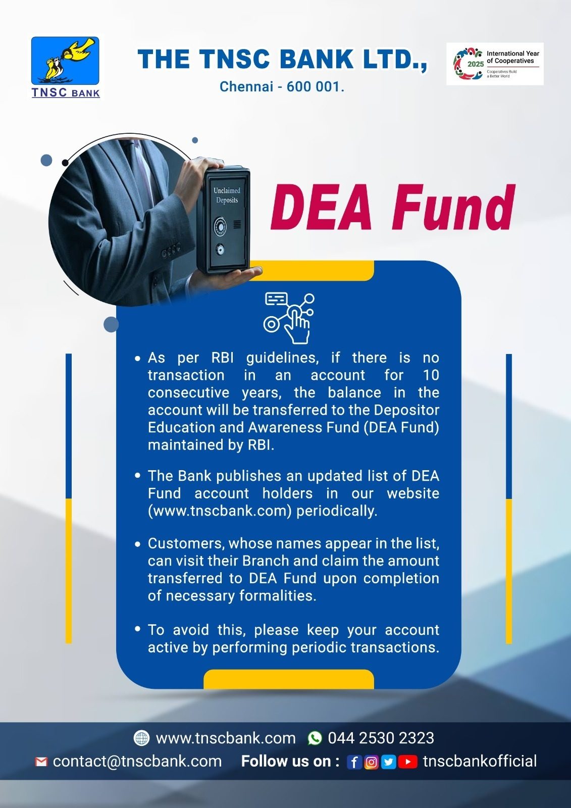 Depositor Education and Awareness Fund: unclaimed deposits